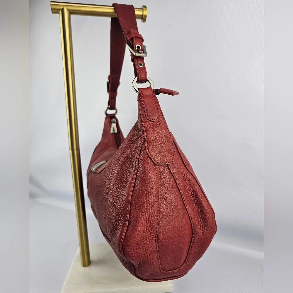 Longaberger Leather So Rachel Boho Shoulder Bag Merlot/Red - Picture 3 of 12